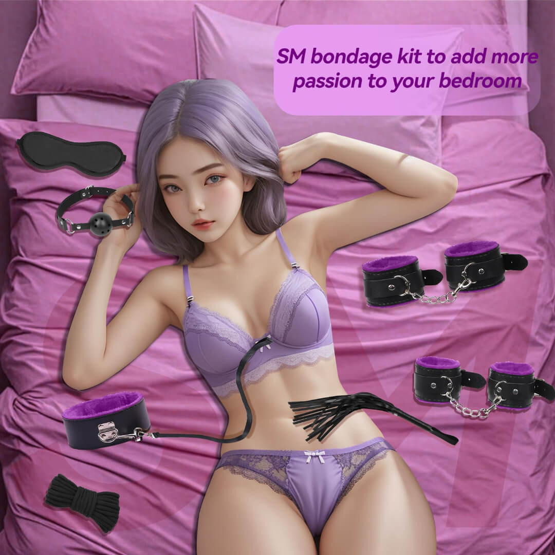 Sex Toys BDSM for Couples – 12PCS Sex Bondage Kit with Adjustable Handcuffs, Ankle Cuffs, Collar, Blindfold, Ball Gag, and More – Adult Toys for Women