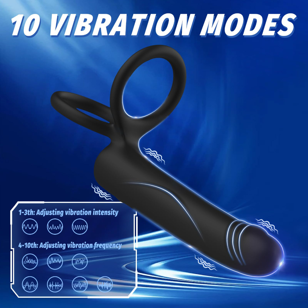 sex toys Strap-On Anal Dildo Vibrator for Men with Vibrating Cock Ring – Dual Penetration Adult Sex Toy for Couples | 10 Vibration Modes | Intimate Wellness Pleasure Device – UAE Friendly