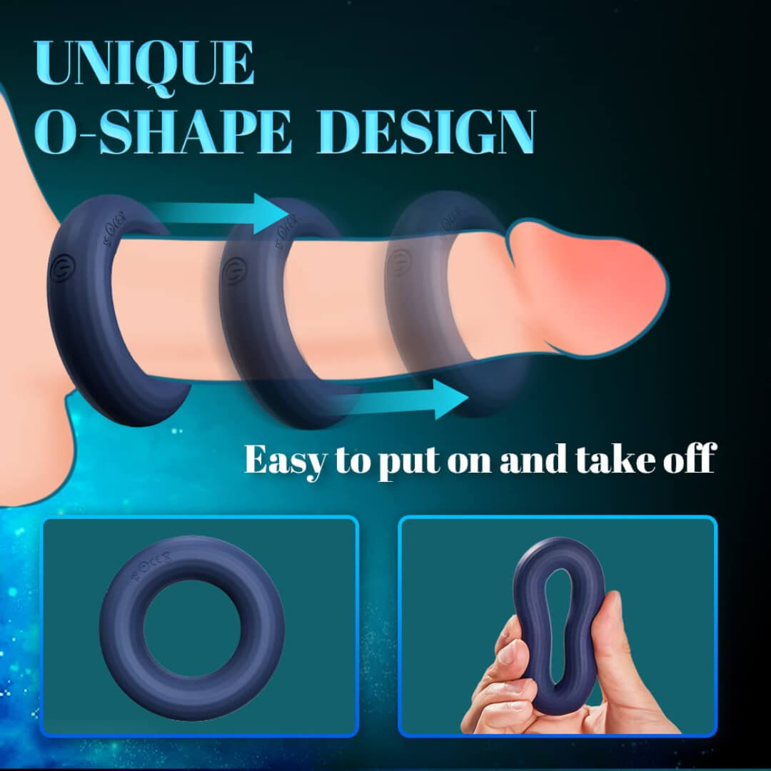 sex toys Vibrating Cock Ring with Unique O-Shape Design – Silicone Penis Rings Vibrator for Stronger Erection &amp; Stimulation | 10 Vibration Modes, Double Motors | Adult Sex Toys for Men in UAE