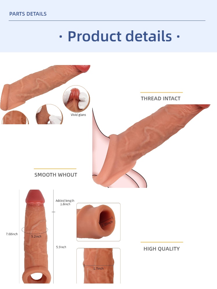 8.8 Inch Realistic Penis Sleeve Extender – Soft Brown Sheath for Male Enhancement, Dildo Sleeve for Adult Fun & BDSM Play | UAE Sex Toys