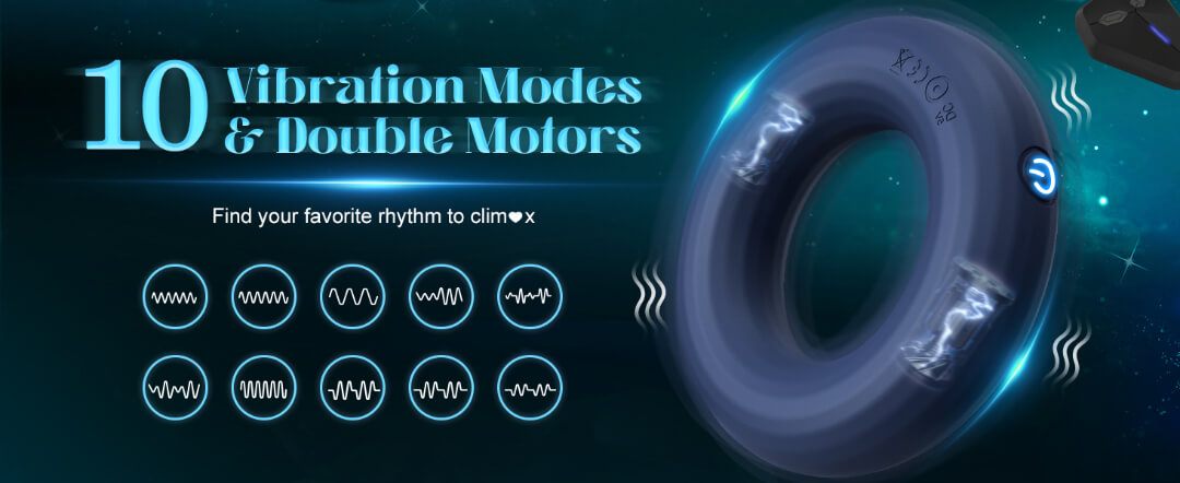 sex toys Vibrating Cock Ring with Unique O-Shape Design – Silicone Penis Rings Vibrator for Stronger Erection &amp; Stimulation | 10 Vibration Modes, Double Motors | Adult Sex Toys for Men in UAE