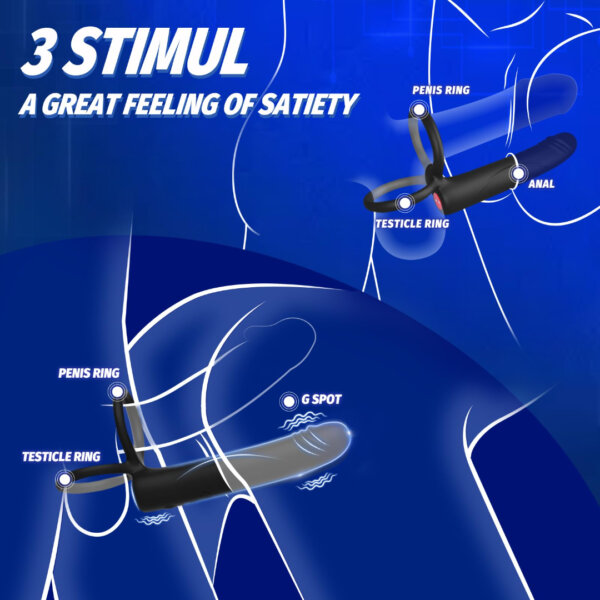 sex toys Strap-On Anal Dildo Vibrator for Men with Vibrating Cock Ring – Dual Penetration Adult Sex Toy for Couples | 10 Vibration Modes | Intimate Wellness Pleasure Device – UAE Friendly