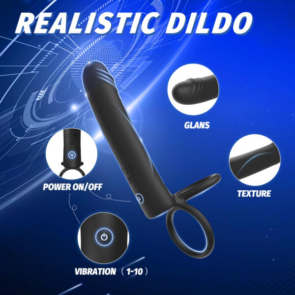 sex toys Strap-On Anal Dildo Vibrator for Men with Vibrating Cock Ring – Dual Penetration Adult Sex Toy for Couples | 10 Vibration Modes | Intimate Wellness Pleasure Device – UAE Friendly