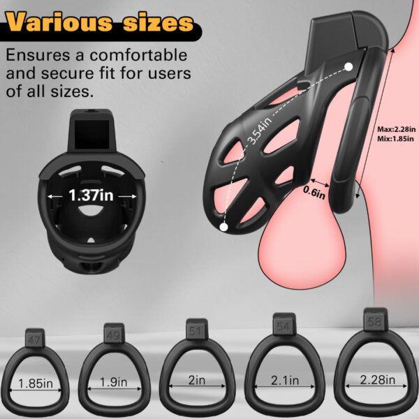 sex toys Male Chastity Cage – Large Chastity Device with 5 Sizes Rings & Invisible Lock for Penis Exercise & Bondage Gear | Adult Sex Toys for Men in UAE