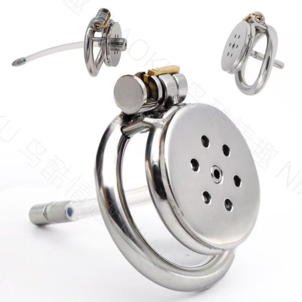 sex toys Flat Chastity Cage – Metal Male Chastity Device with Dark Lock Design | 40mm Steel Penis Cage for Men | BDSM Bondage Adult Sex Toys in UAE