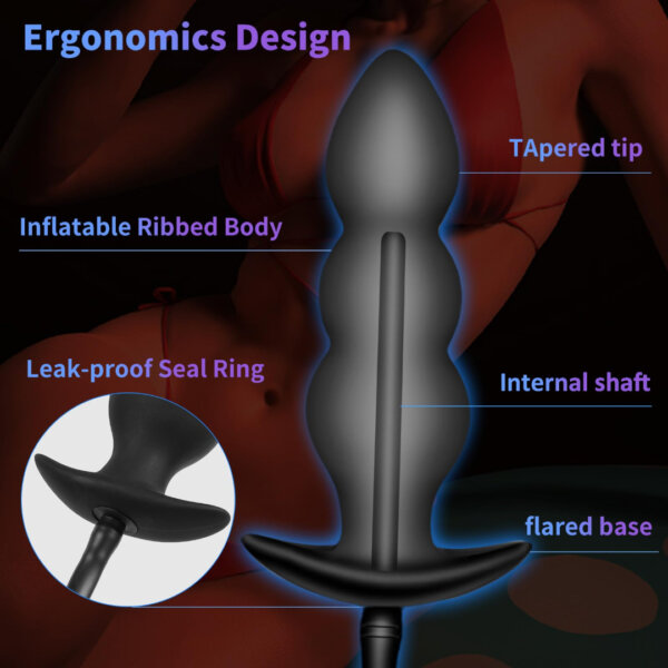 bead Style-02 sex toys New Silicone Inflatable Anal Plug with Solid Center Shaft – Body-Safe Silicone Anal Balloon Pump with Quick Release Valve – Perfect for Men, Women, and Beginners