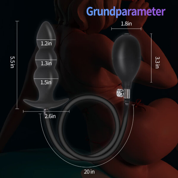 bead Style-03 sex toys New Silicone Inflatable Anal Plug with Solid Center Shaft – Body-Safe Silicone Anal Balloon Pump with Quick Release Valve – Perfect for Men, Women, and Beginners
